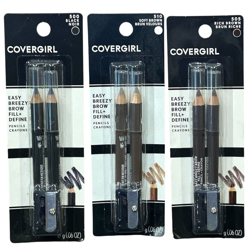 3x CoverGirl Easy Breezy Brow Fill Eye Pencils 510 505 500